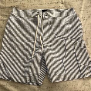 Mens seersucker bathing suit blue with tags blue striped